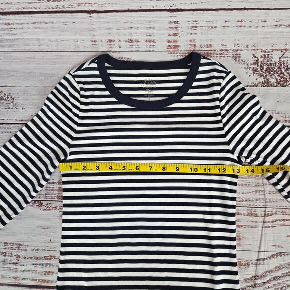 J Crew Perfect Fit Womens Long Sleeve Top S Navy White Stripe Academia Prep NWT - Picture 10 of 13